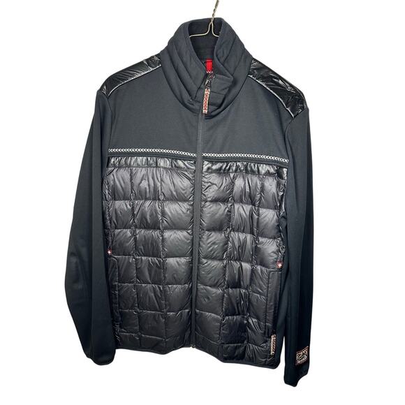 Alp-n-Rock Black Faux Leather Down Puffer Zip Up Jacket Men's XL - Picture 1 of 10